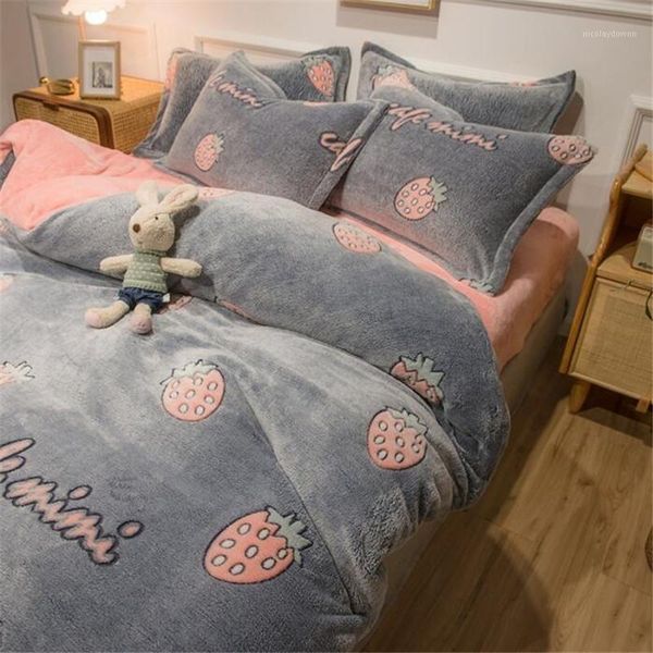 

bedding sets home textile 1pc flannel quilt cover soft warm coral fleece blanket winter crystal velvet duvet solid comforter1
