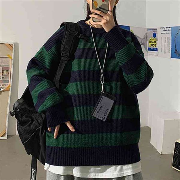 

women striped knitted sweater autumn winter thick warm pullovers oversized sweaters casual loose jumper teen streetwear, White;black