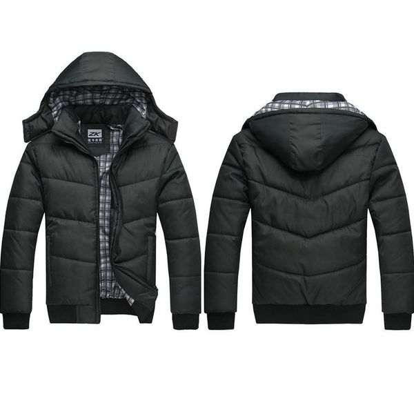 2020 Wintermantel Männer gesteppte schwarze Pufferjacke Warme Mode männliche Mantel Parka Outwear Polyester gepolsterte Kapuzenmantel LJ201106