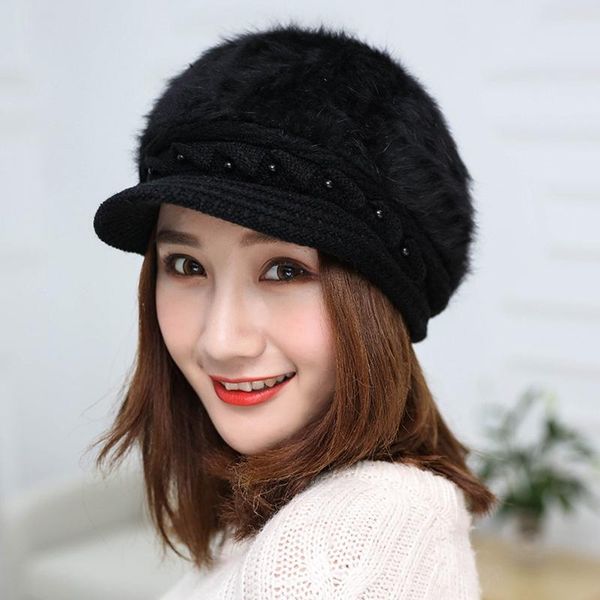 

2020 new autumn winter beret hats for women french berets fashion female knitted berets solid newsboy slouch ski cap, Blue;gray