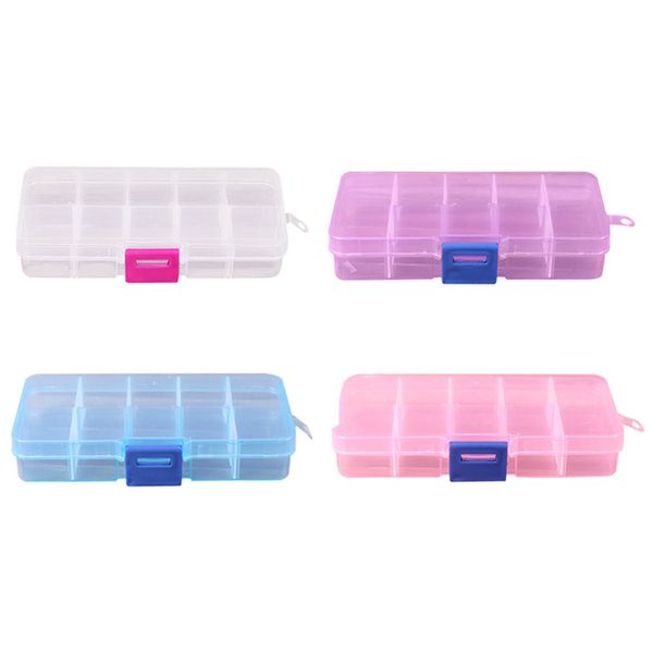

10 grids adjustable jewelry beads pills nail art tips storage box case 11.1 q1218