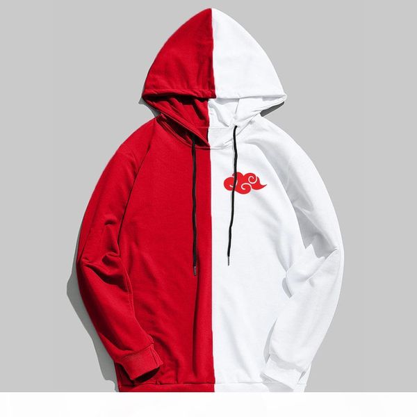 

new arrivals anime clothes akatsuki badge double color printing hoodies hip hop pullover sweatshirt, Black