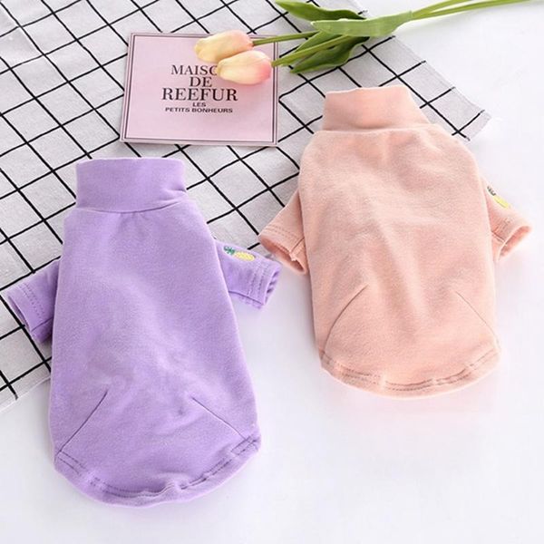 

pet dog clothes thick cotton shirt jacket dog clothing pink purple little turtleneck sweater1
