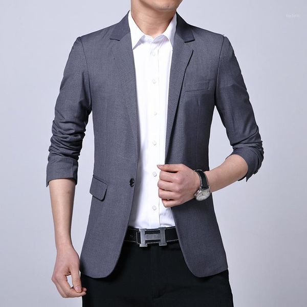 

2020 autumn men's solid color business suit youth self-cultivation of wash-and-leisure professional blazer1, White;black