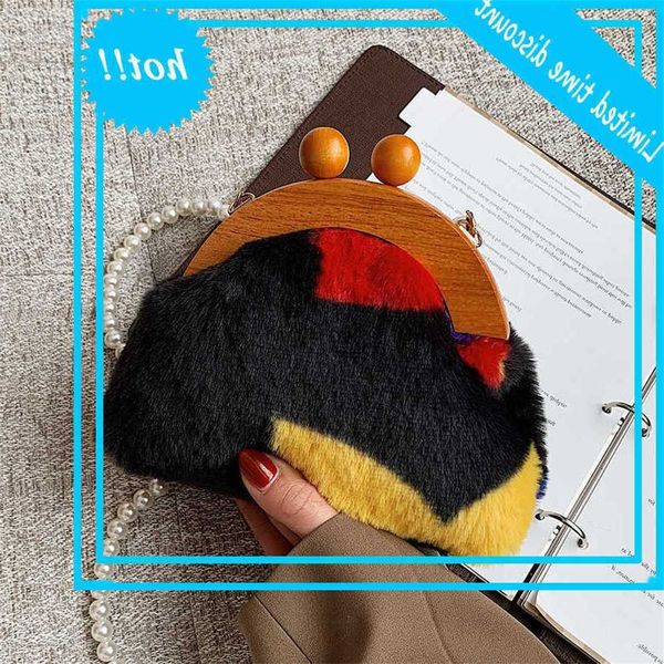 

mini fashion winter pluche mode crossbody bags for women 2021 small wallet pearl shoulder hand bag women's handbag