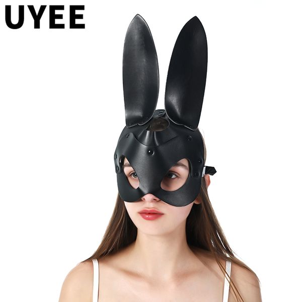 

half eye face uyee black rabbit girls costume adjustable leather masquerade party christmas mask