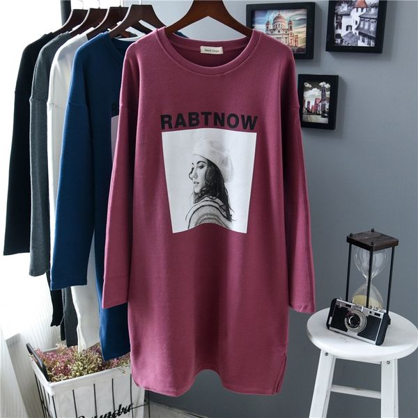

thickened medium length suede t-shirt casual korean coat t-shirt version ins style long sleeve buttock covered women's autumn winter, White