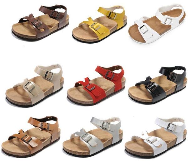 

2021 new arrival genuine leather shoes for men women wholesale flats cork sandals casual summer beach slippers with briks buckle flip, Black