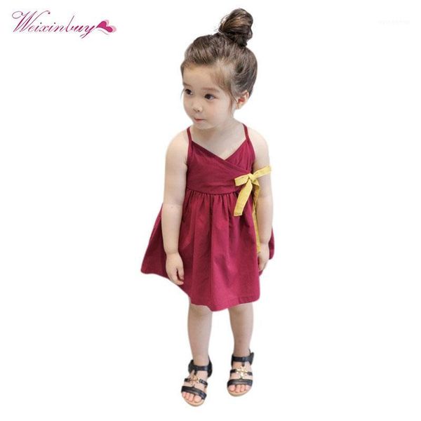 

girl's dresses kids girls summer party sweet princess dress sleeveless floral design solid color 3-7y1, Red;yellow