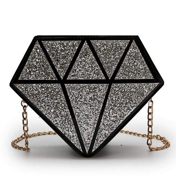 

fashion sequins diamond shape pu leather shoulder crossbody bag chain satchel 517d