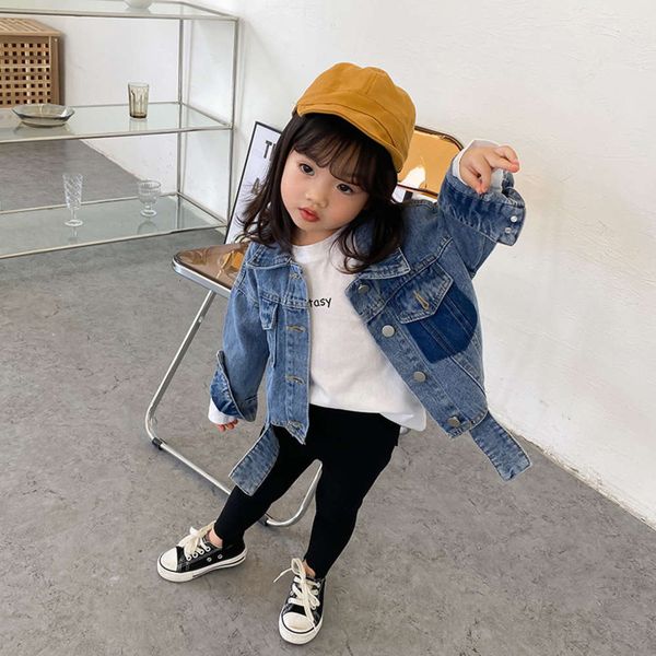 

baby's coat girls' pocket denim autumn fashion children's cardigan jingjingbeibi, Black