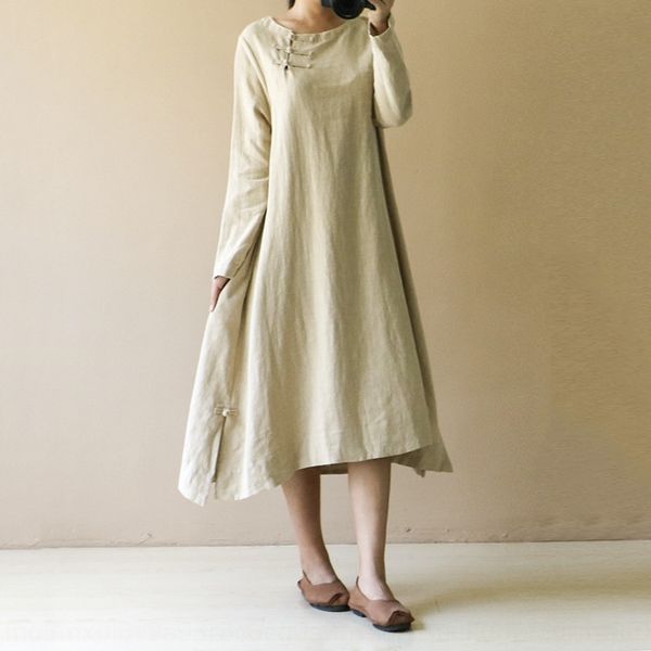 

lhaiv и размер handmadefor старых промывочной свободный большой рукав художественного платье длинного хлопок хлопок льняного дизайн белье ха, Black;gray