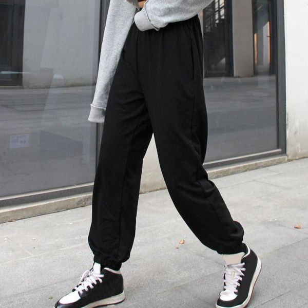 

streetwear pants for women hip hop jogging ladies solid elasticity sweatpants women loose casual trousers ladies vetement femme1, Black;white