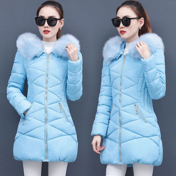 

2021 new winter woman with warm medium-length thin parka down cotton jacket outwear female more size r546 bhpp, Black