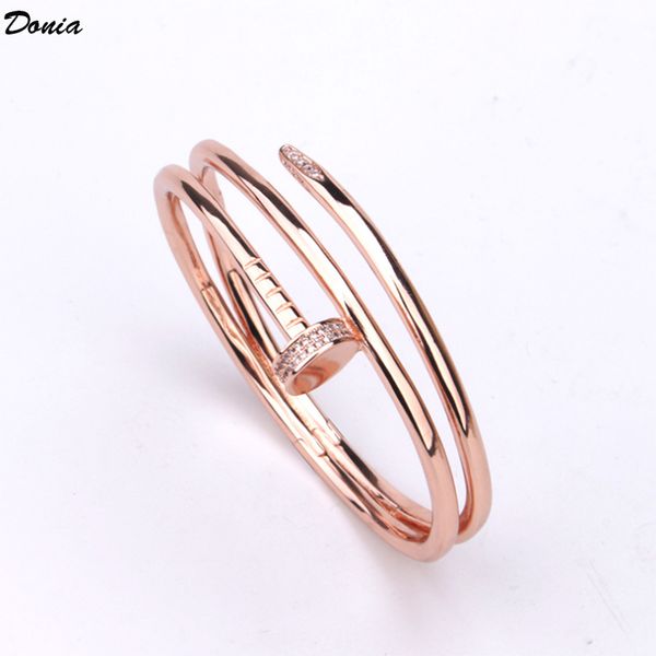 

donia jewelry three color electroplate exaggerated nail copper micro inlaid zircon bracelet personalized geometric pattern party birthday gi, Black