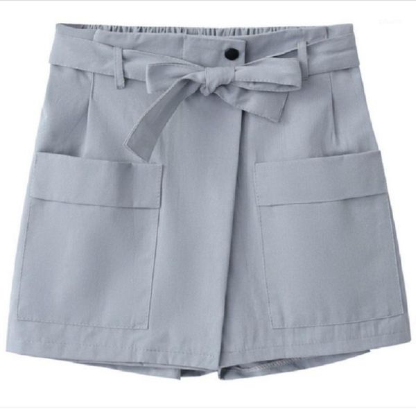 

women summer temperament high waist slimming shorts casual beach korean female wide waist double pockets with wide leg shorts1, White;black