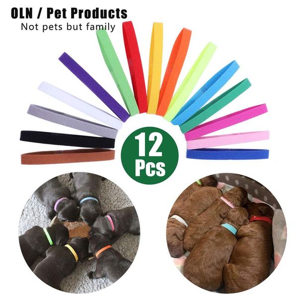

12 pcs/set puppy newborn pets identify collars adjustable nylon small pet dog collars kitten necklace whelping puppy collars wmtmqb