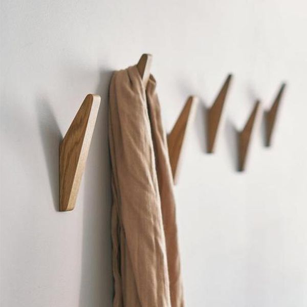 

4pcs natural wood clothes hanger wall mounted coat hook decorative key holder hat scarf handbag storage hanger bathroom rack1