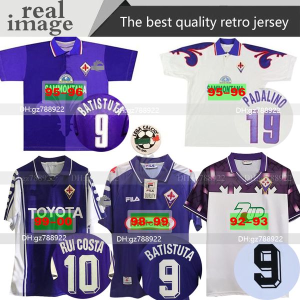 

1998 fiorentina retro 92 93 1999 00 2021 camicia di calcio maglie batistuta 99 00 florence home jersey retro futebol longe de manga comprid, Black;yellow