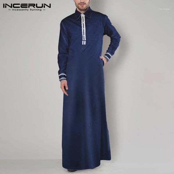 

men muslim kaftan elegant long sleeve patchwork saudi arabia mens jubba thobe lapel fashion abaya islamic robes s-5xl incerun1, Red