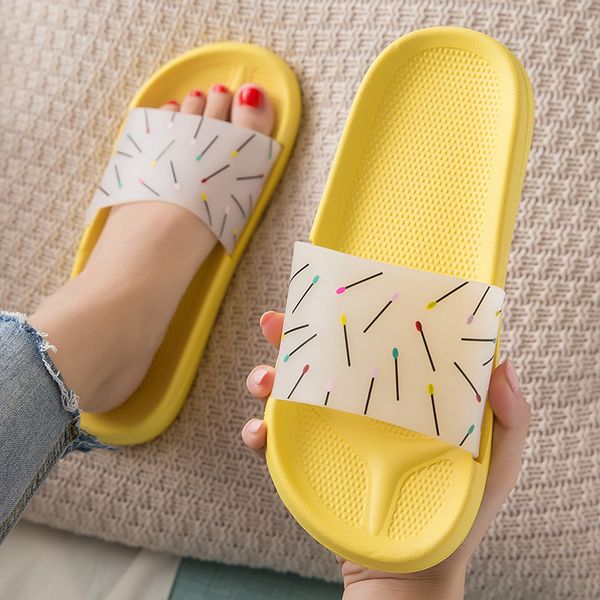 

indoor home women slippers summer house bathroom shower non slip thick bottom slides matches print ladies shoes men couple house, Black