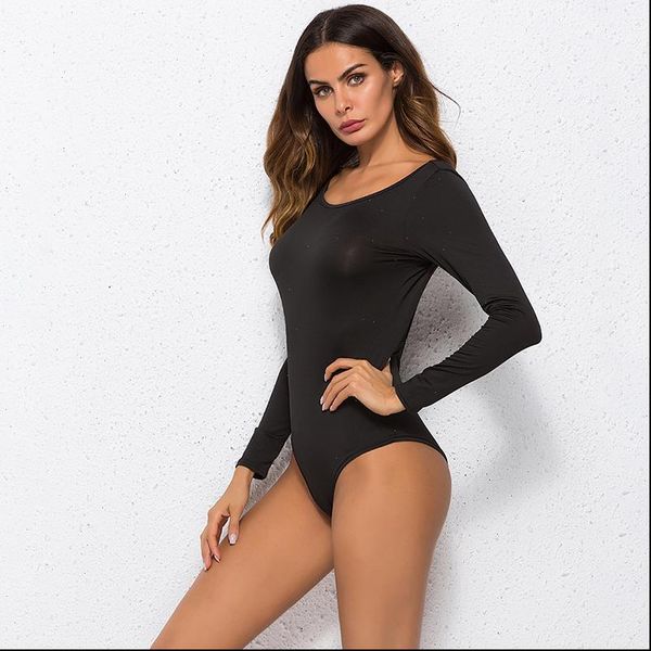 

women backless long sleeve bodysuits summer women solid slim bodycon bodysuits female skinny bodysuit rompers, Black;white