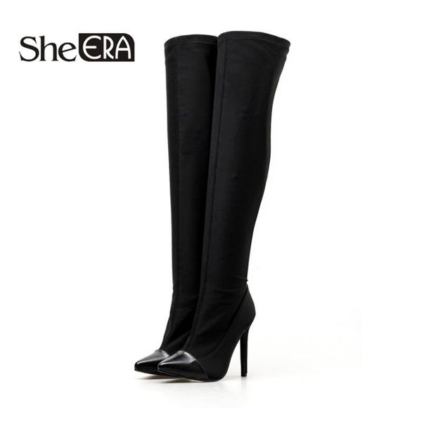 

2020 fashion autumn winter over the knee boots 11.5cm thin high heel women boots ladies winter botas mujer size 34-43, Black