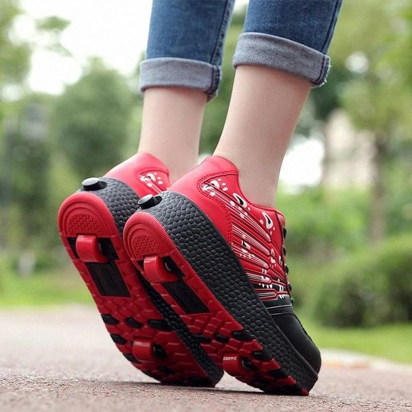 

children boy girl two wheels roller skating sneakers shoes with on wheels kids skate fashion tennis shoes for boys girls #vy1d
