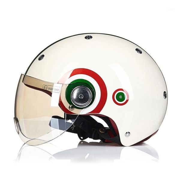 BEON Casco Moto Uomo Donna Retro Vintage Biker Scooter Casco Mezzo Aperto Casco Moto Casco Capacetes Visiera Moto1