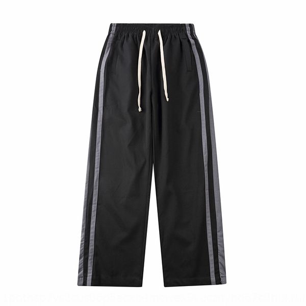 

side casual bar color matching men's trendy with open hem and loose straight pants trendy street casual pants asxzy, Blue