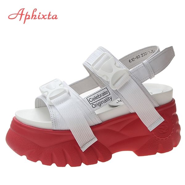 

aphixta summer wedges heels platform slippers women sandals thick sole ladies buckle shoes woman zapatillas chinelo sandalia y200405, Black