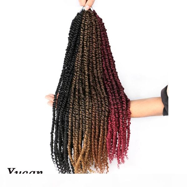 

crochet spring twist hair pretwisted 24 inch bomb twist fluffy synthetic pre looped passion twist crochet braids 100g pc, Black