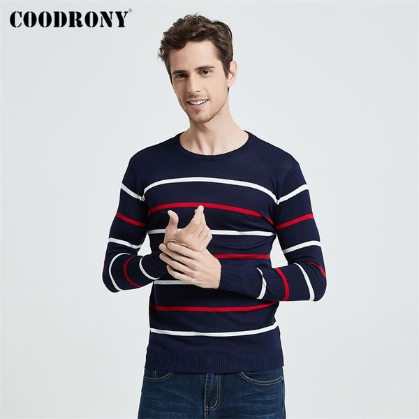 

coodrony o-neck pullover men brand clothing autumn winter new arrival cashmere wool sweater men casual striped pull men 152 201124, White;black