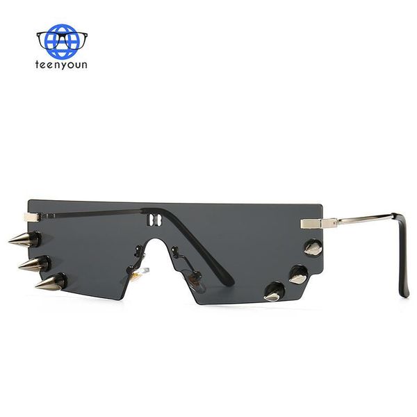 

sunglasses teenyoun punk funny rivet for women men brand designer one piece sun glasses 2021 uv400 eyeglasses oculos de so, White;black