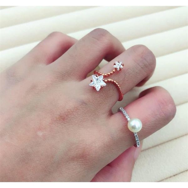 

40% off rose gold ring new korean tail ring wholesales quality silver wedding love cute flower pearl crown leaf cryst jllmqf yy_dhhome, Golden;silver
