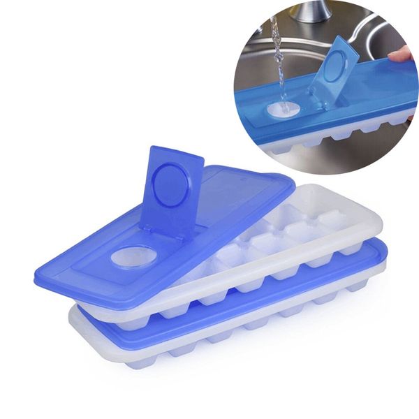 

14 squares moulds lid perforated mold plastic plastic sealed ice trays multi color drinks light weight homes tools 3 6sl l2