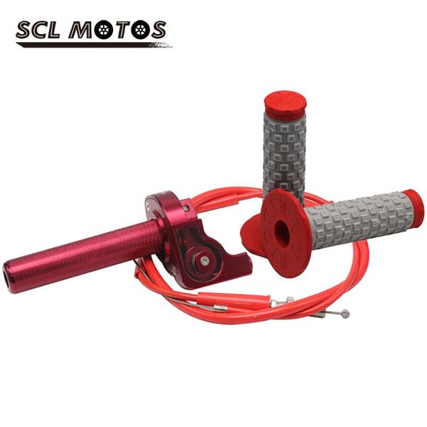 

scl motos 1 set motorcycle turn quick twist throttle grip + throttle cable + handle grips for pit dirt quad bike atv moto