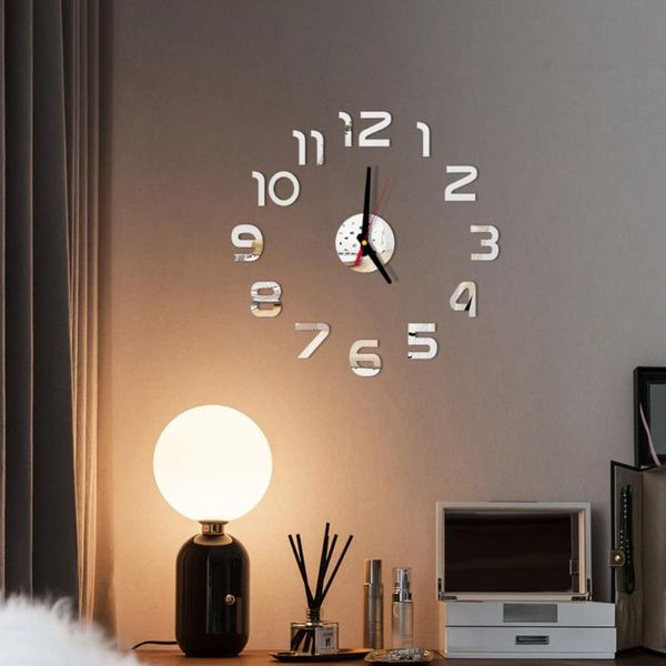

diy wall clocks 3d mirror surface sticker home office decor clock acrylic mirror stickers watch for home living room decoration