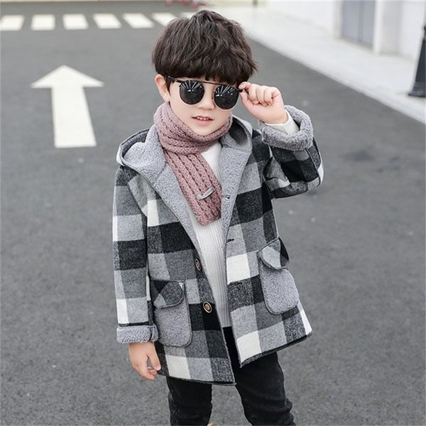 

children's peacoat boys' long and thick coats lj201203, Blue;gray