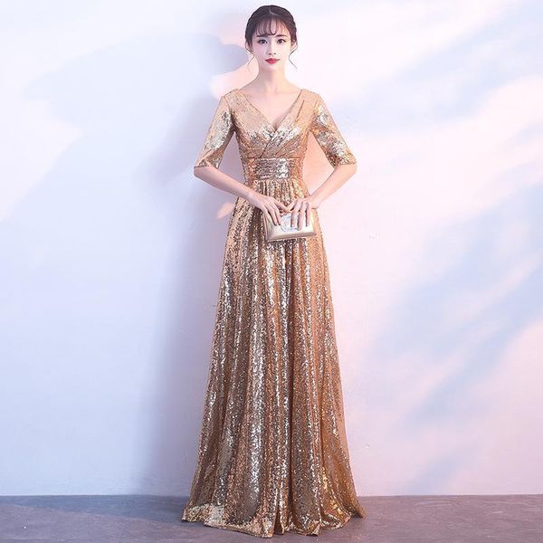 

ethnic clothing women wedding dress elegant qipao long chinese evening dresses gold cheongsam gown china bride traditions costume robe1, Red