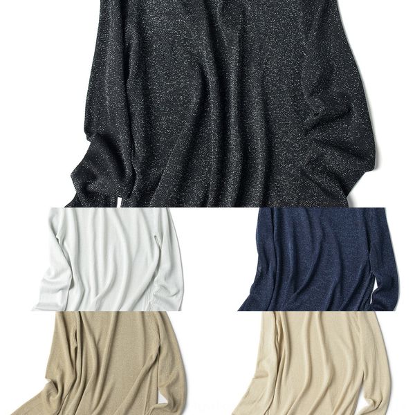 

round neck t-shirt women's knitwear 2019 korean new summer thin shining loose knitwear silk ice silk gold and silver thread s sh, White