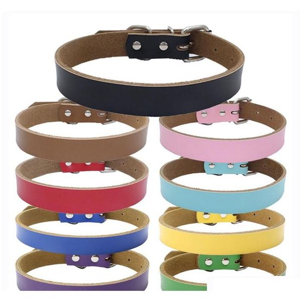 

personalization plain leather solid color dog collars puppy dog cat collar small medium large extra large fxovw