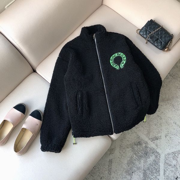 

ins tide brand 2020 winter new ch crosin green cross lamb wool coat men's and women's jackets, Black;brown