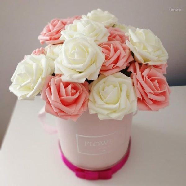 

10 heads 8cm artificial rose flowers wedding bride bouquet pe foam diy home decor rose flowers charming roses1