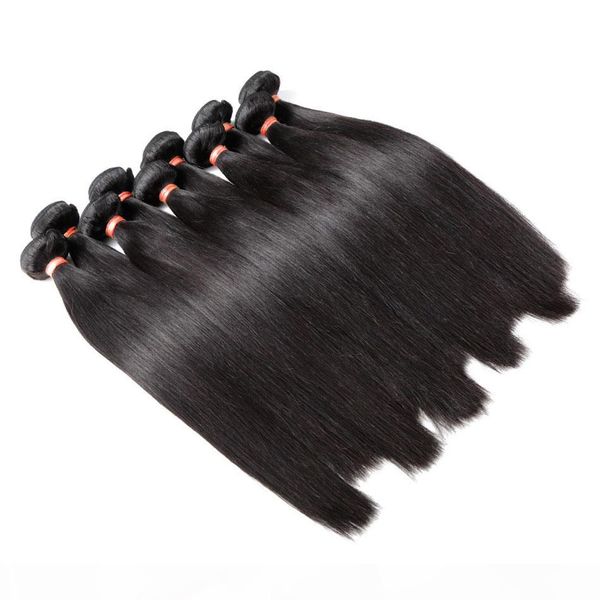 

raw inidan hair material 100% cuticle aligned hair unprocessed human hair straight virgin unprocessed brazilian nautral bundles, Black