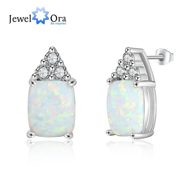 

stud elegant 925 sterling silver white opal earrings with cubic zirconia for women gift mother (jewelora ea103230), Golden;silver