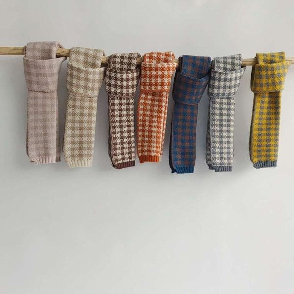 

children's baby warm wool plaid scarf, Red;brown