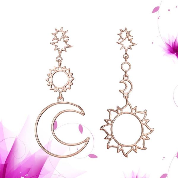 

luxury sun moon drop earrings fashion gold color dangle earrings for statement jewelry (rose gold), Golden;silver