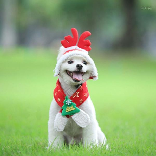 

dog apparel original pet scarf hat detachable warm holiday christmas day ornaments cute dogs product supplies 2021 1