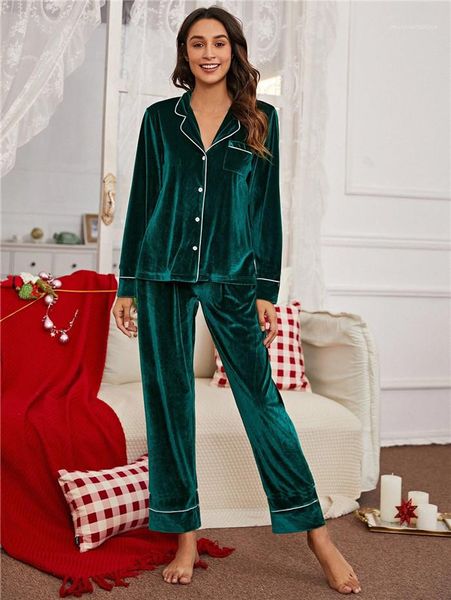 

sleepwear sets button cardigan long sleeve lapel neck casual trousers loose comfortable women two piece homewear clothes plus size women, Black;red